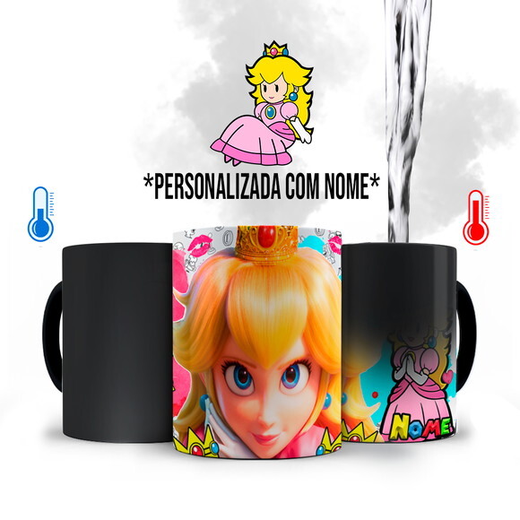 Caneca Mágica + Kit Personalizado Princesa Peach com Nome