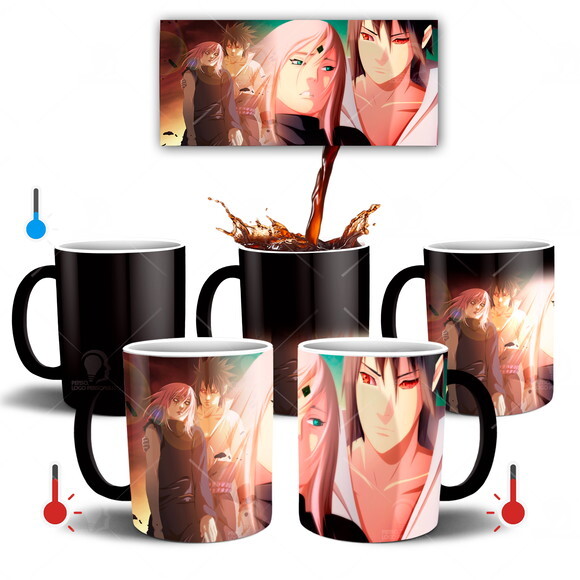 Caneca Mágica + Kit personalizado Sakura e Sasuke Love