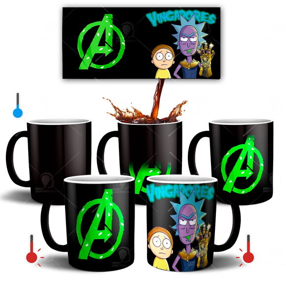 Caneca Mágica + Kit personalizado RIck e Morty Vingadores