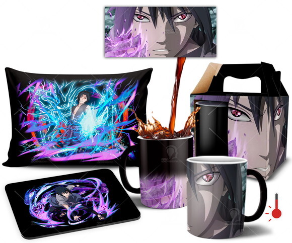 Caneca Mágica + Kit personalizado Sasuke Uchiha Mod 001