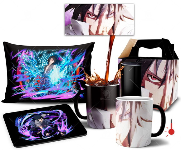 Caneca Mágica + Kit personalizado Sasuke Uchiha Mod 002