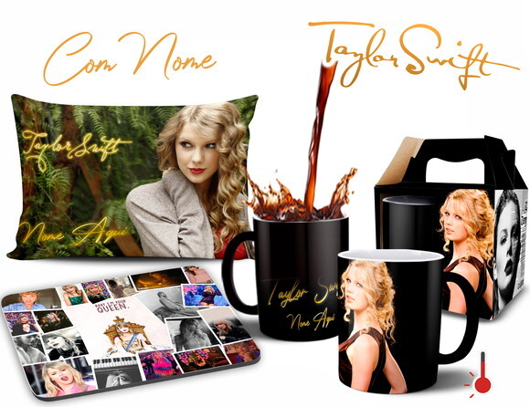 Caneca Mágica + Kit Personalizado Taylor Swift com Nome