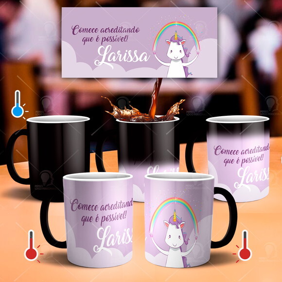 Caneca Mágica + Kit personalizado Unicórnio com Nome