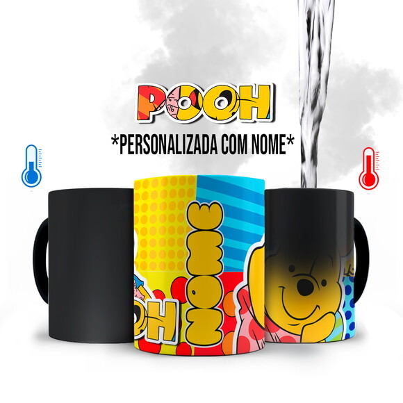 Caneca Mágica + Kit Personalizado Ursinho Pooh com Nome