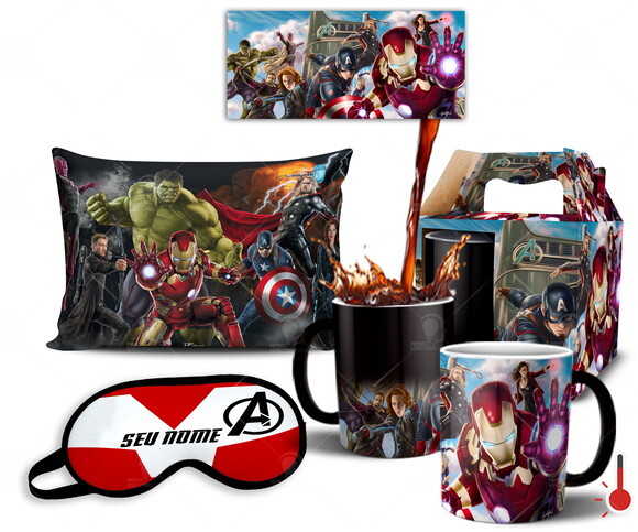 Caneca Mágica + Kit personalizado Vingadores Avengers