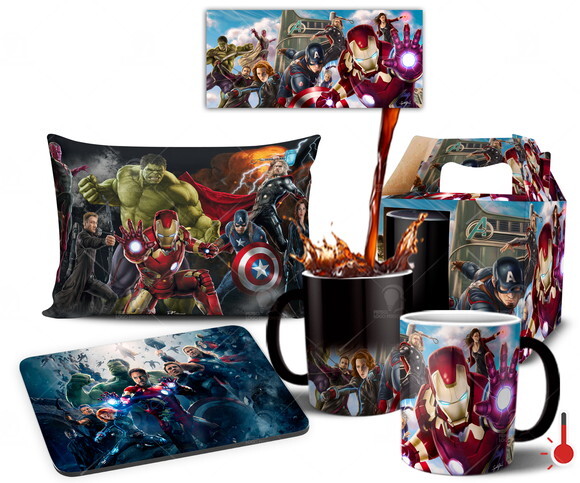 Caneca Mágica + Kit personalizado Vingadores Avengers