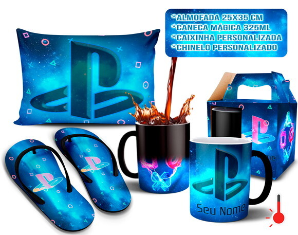 Caneca Mágica + Kit Playstation Sony com Nome Mod 01