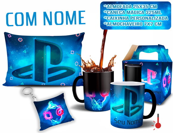 Caneca Mágica + Kit Playstation Sony com Nome Mod 04