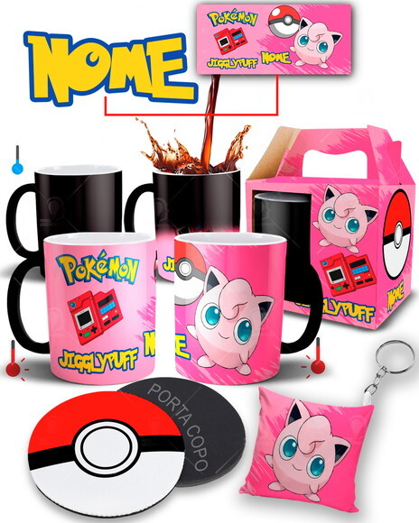 Caneca Mágica + Kit Pokémon Jigglypuff Personalize com Nome