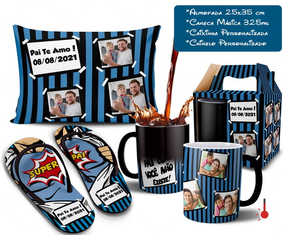 Caneca Mágica + Kit Presente DIa dos Pais com Fotos