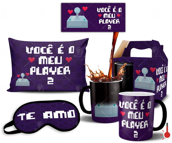 Caneca Mágica + Kit Presente de Namoro Casal Noivos - Mod 03