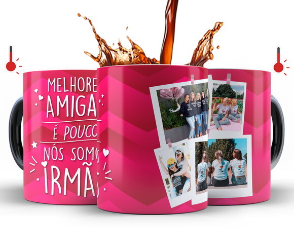 Caneca Mágica + Kit Presente Melhor Amiga Amizade com Fotos