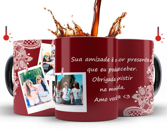 Caneca Mágica + Kit Presente Melhor Amiga Amizade com Fotos