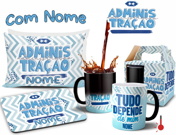 Caneca Mágica + Kit Profissão Administração com Nome