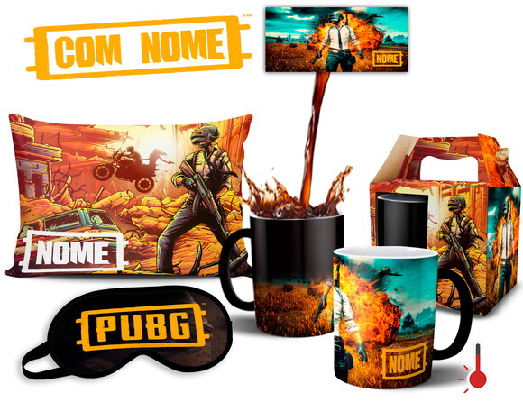 Caneca Mágica + Kit Pubg Battlegrounds com Nome - Mod 004