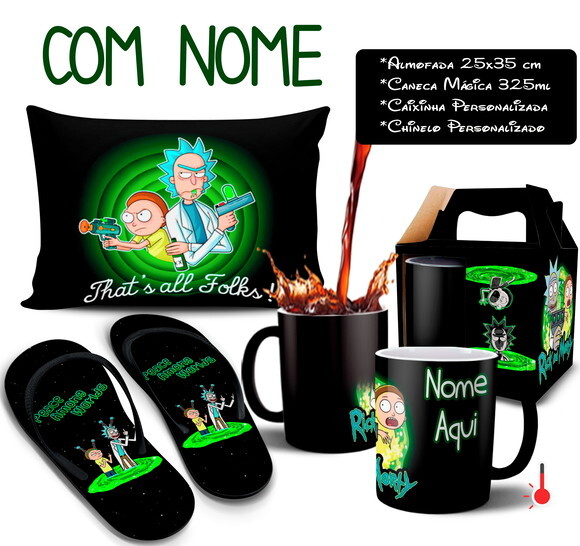 Caneca Mágica + Kit Rick and Morty com Nome