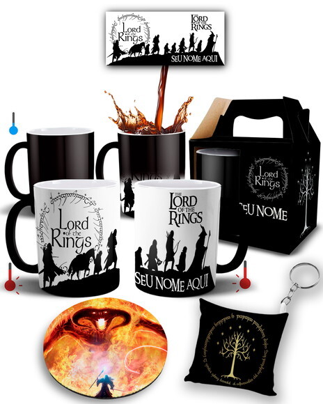 Caneca Mágica + Kit Senhor Dos Anéis Com Nome