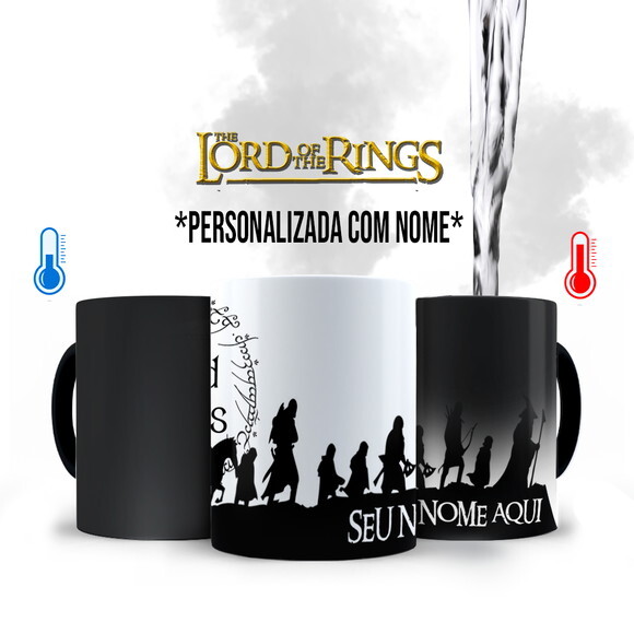 Caneca Mágica + Kit Senhor Dos Anéis Com Nome