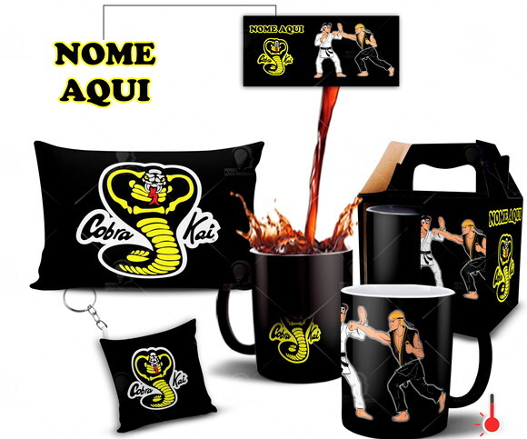Caneca Mágica + Kit Série Cobra Kai com Nome - Mod001