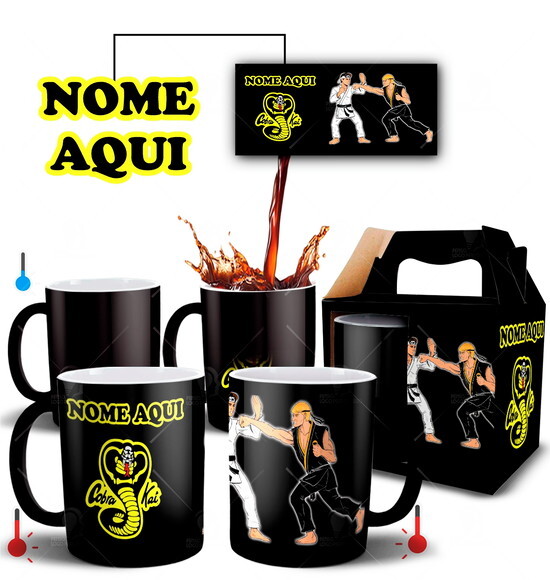 Caneca Mágica + Kit Série Cobra Kai com Nome - Mod002