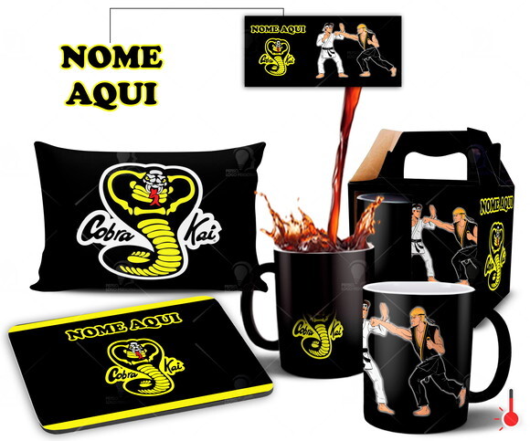 Caneca Mágica + Kit Série Cobra Kai com Nome - Mod003