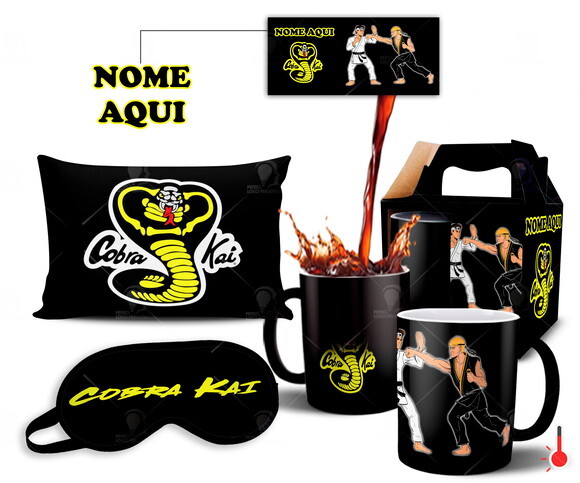 Caneca Mágica + Kit Série Cobra Kai com Nome - Mod002