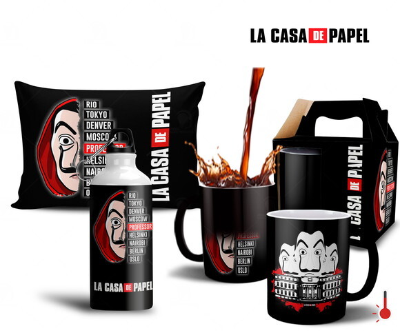 Caneca Mágica + Kit Série La Casa de Papel - Mod 004