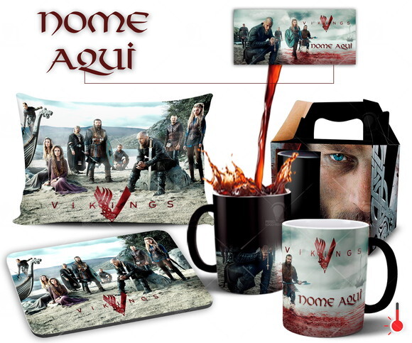 Caneca Mágica + Kit Série Vikings com Nome - Mod 001
