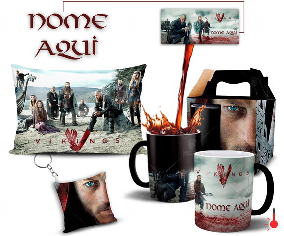 Caneca Mágica + Kit Série Vikings com Nome - Mod 003