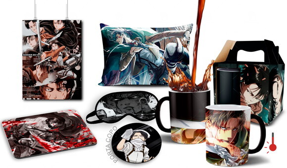 Caneca Mágica + kit Shingeki no Kyojin Levi Ackerman