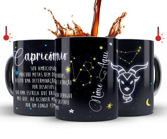Caneca Mágica + Kit Signo Capricórnio Personalizada Com Nome
