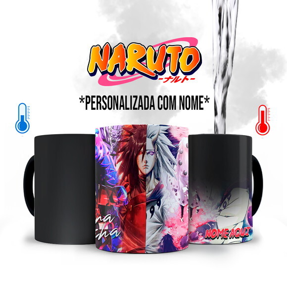 Caneca Mágica + Kit Uchiha Madara com Nome Personalizado