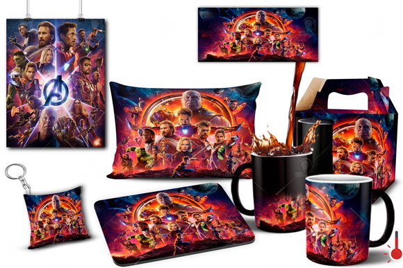 Caneca Mágica + Kit Vingadores Avengers Guerra Infinita