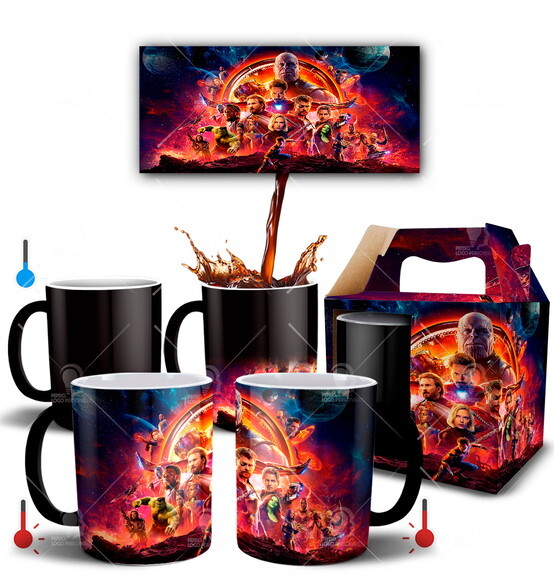 Caneca Mágica + Kit Vingadores Avengers Guerra Infinita