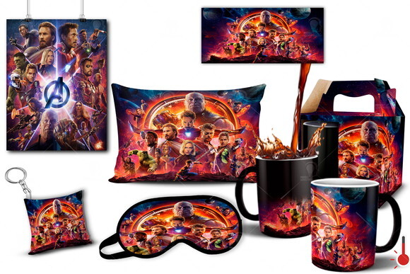 Caneca Mágica + Kit Vingadores Avengers Guerra Infinita