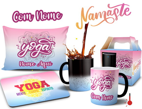 Caneca Mágica + Kit Yoga Meditação com Nome - Mod 001