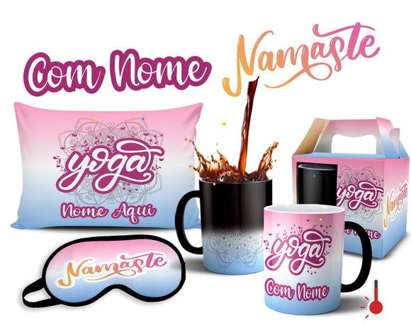 Caneca Mágica + Kit Yoga Meditação com Nome - Mod 002