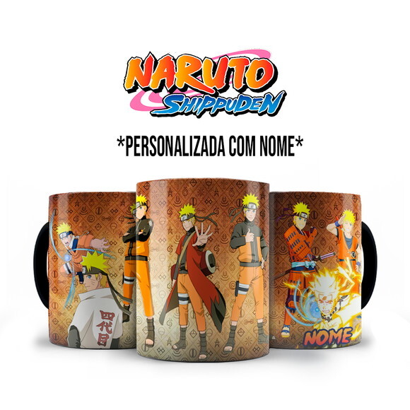 Caneca Mágica +kit Personalizado Naruto Shippuden com Nome