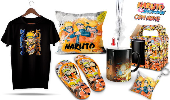 Caneca Mágica +kit Personalizado Naruto Shippuden com Nome
