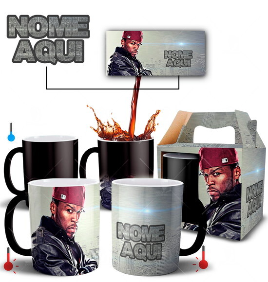 Caneca Mágica 50 Cent Rapper com Nome Personalizado + Caixa