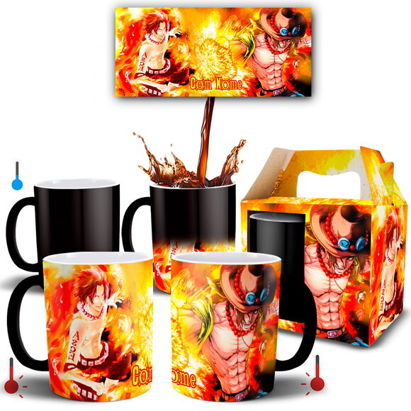 Caneca Mágica Ace Portgas One Piece com Nome - Mod 001