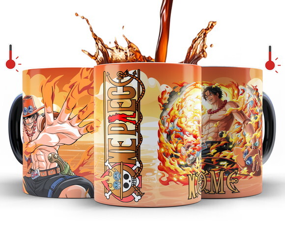 Caneca Mágica Ace Portgas One Piece com Nome - Mod 002