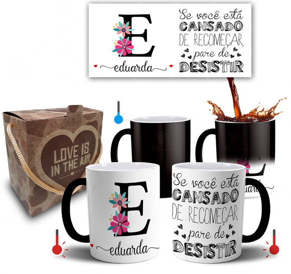 Caneca Mágica Alfabeto Personalize com Nome - Letra E