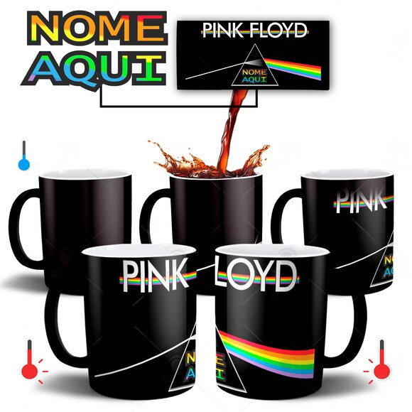 Caneca Mágica Banda Rock Pink Floyd Personalize com seu Nome