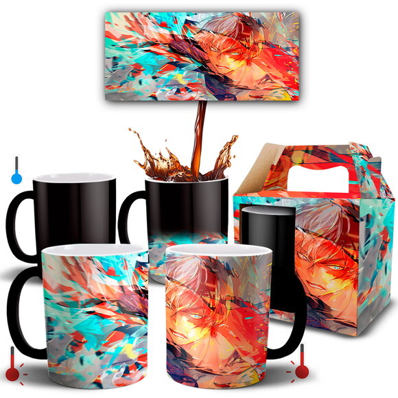 Caneca Mágica Boku no Hero Todoroki Shoto + Caixinha