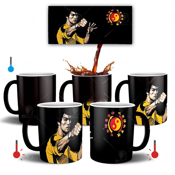 Caneca Mágica Bruce Lee Kung Fu + Caixinha