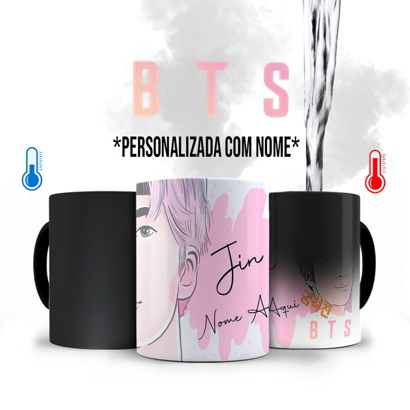 Caneca Mágica BTS Jin Personalizada com Nome