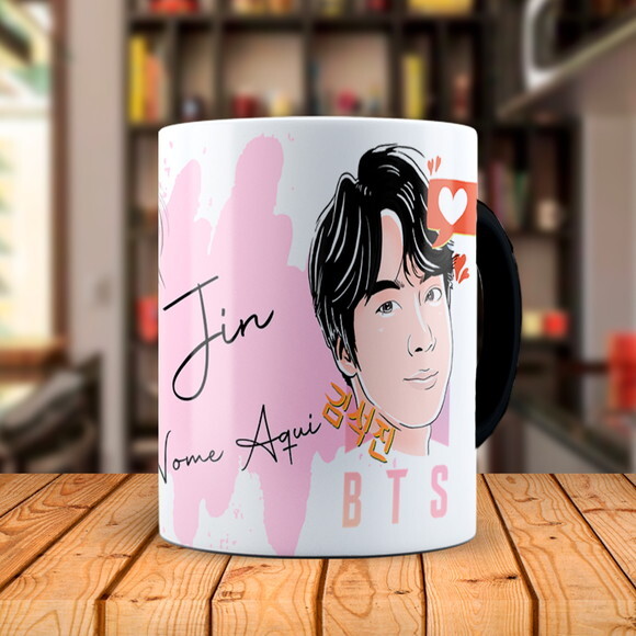 Caneca Mágica BTS Jin Personalizada com Nome