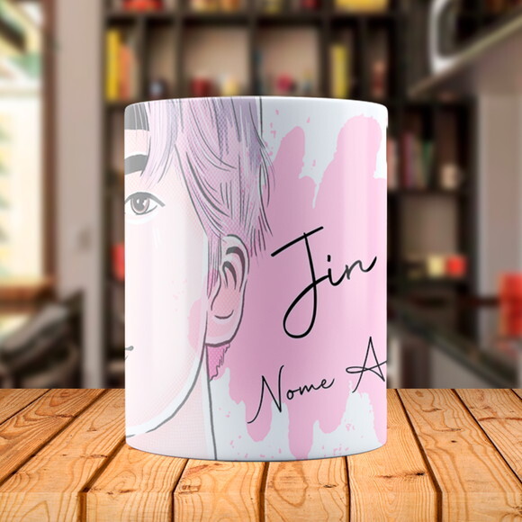 Caneca Mágica BTS Jin Personalizada com Nome