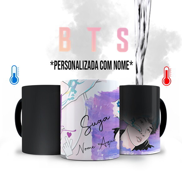 Caneca Mágica BTS Suga Personalizada com Nome